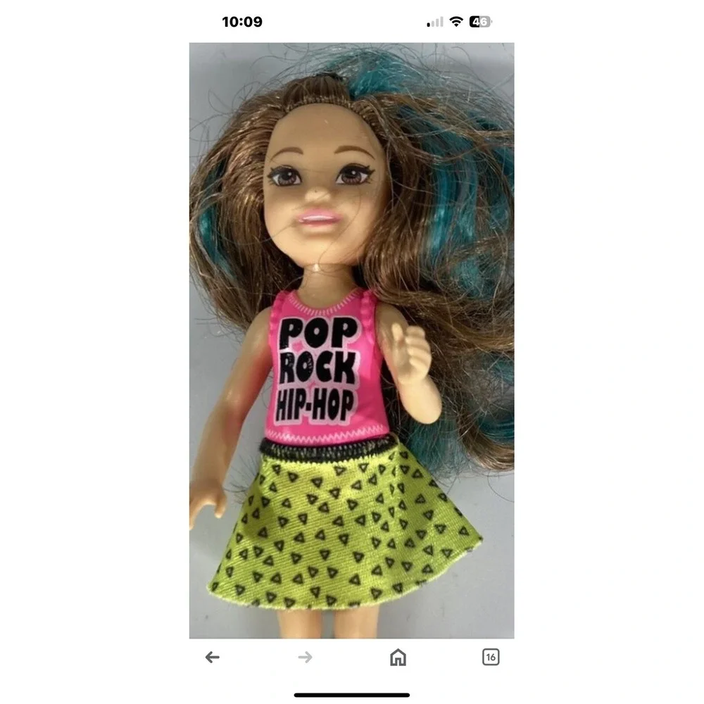 Barbie & the Rockers Kelly‎ Chelsea Pop Rock Hip-Hop Pink Brunette & Blue Hair